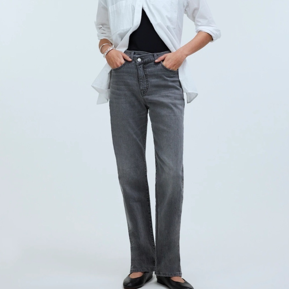 Madewell The '90s Straight Jean in Burwick Wash: Cross-Tab Edition burwick